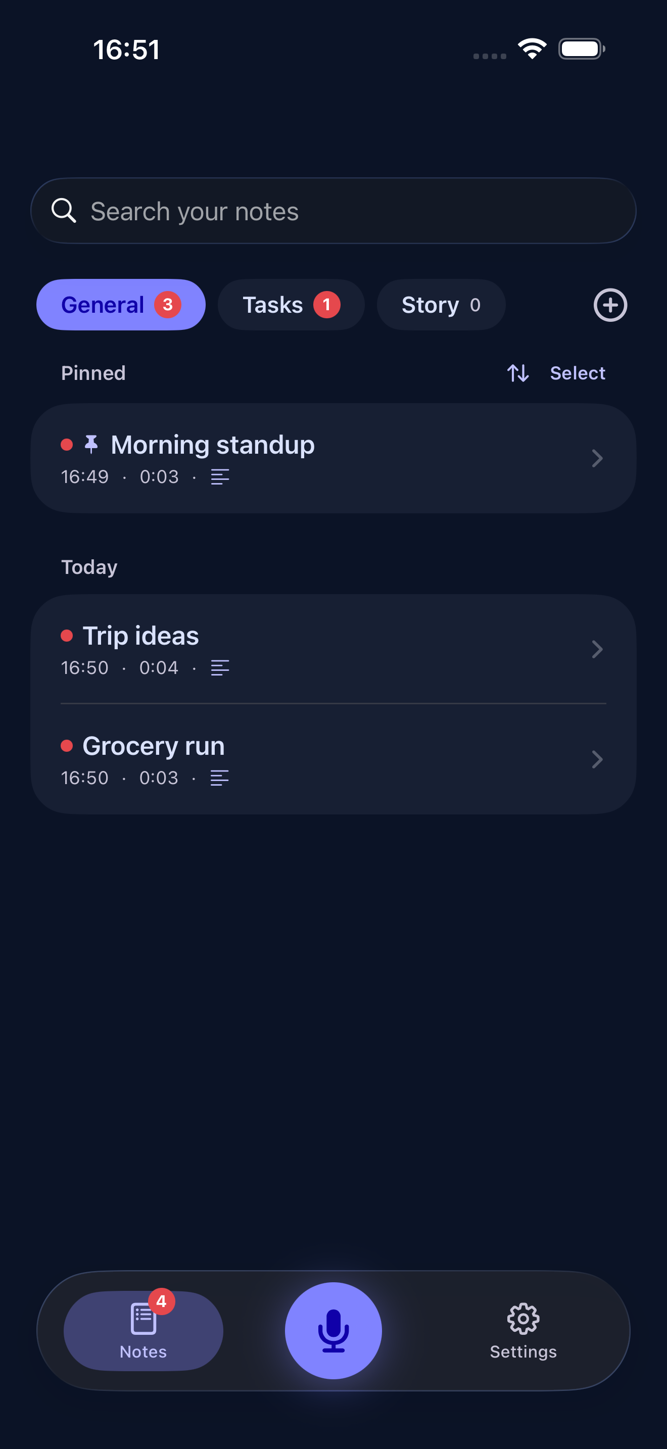 TalkTidy notes library on iPhone